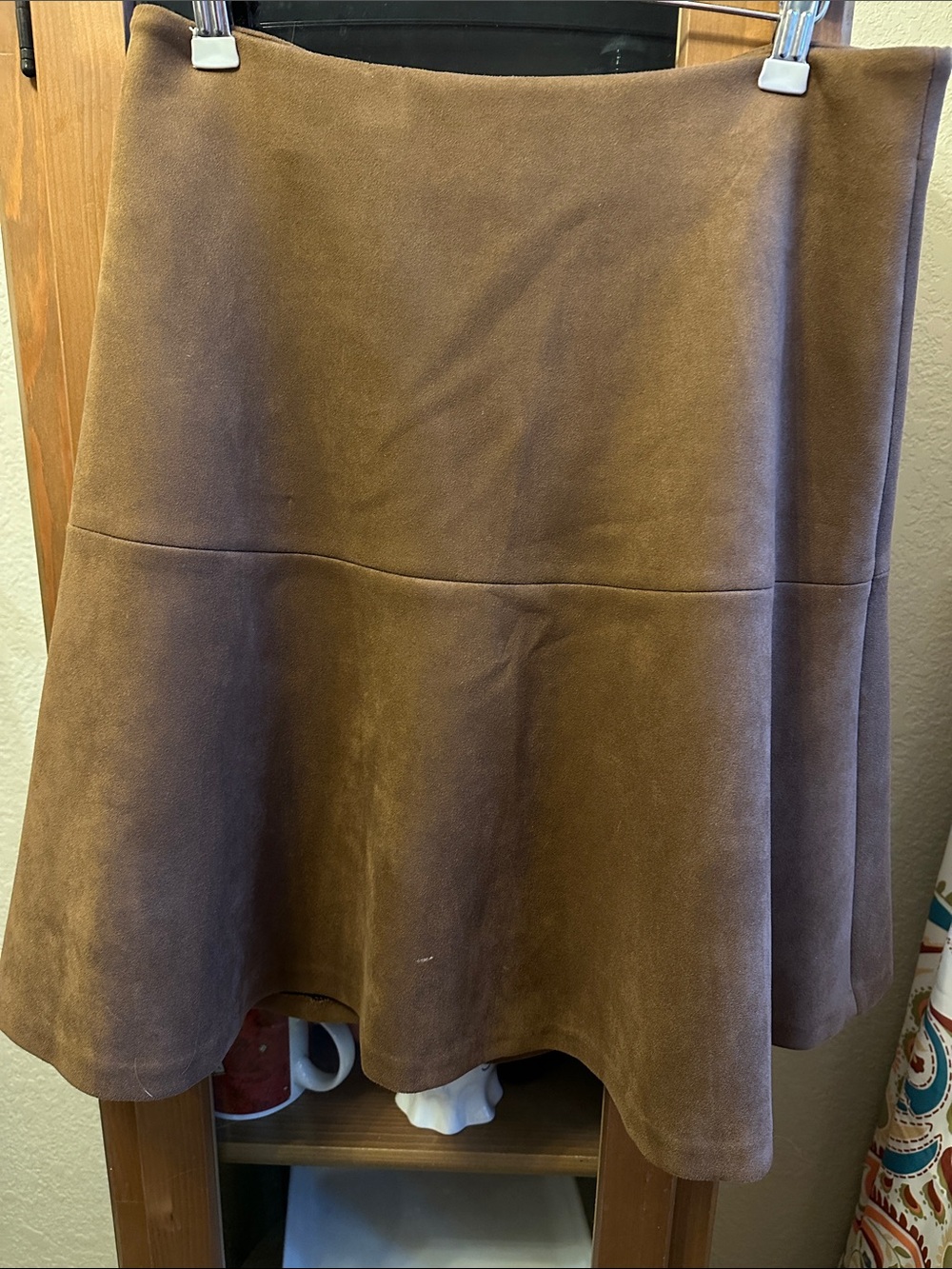 Tommy Hilfiger Chestnut Brown A-Line Suede Skirt